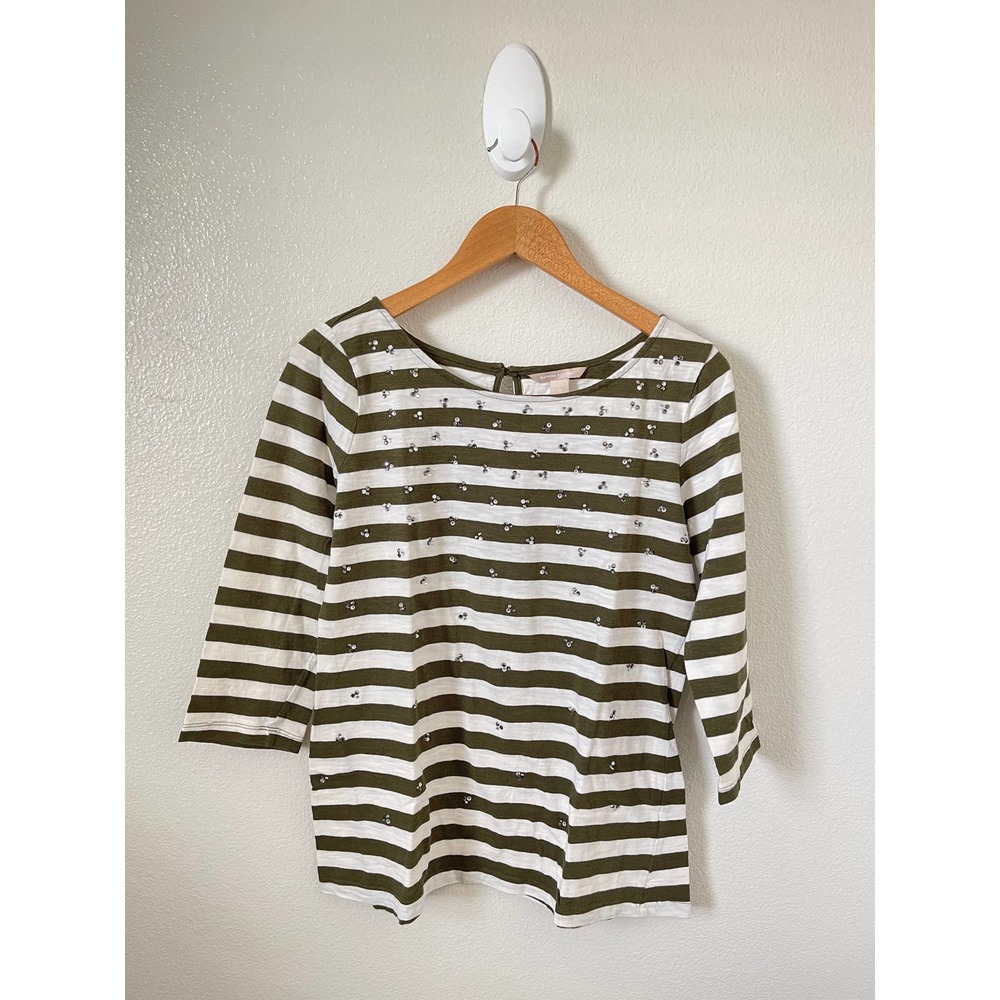 Banana Republic Top Long Sleeve Striped Rhinestone